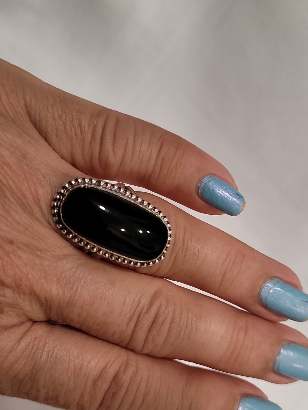 Sterling Silver Black Onyx Statement Ring - Women Jewelry
